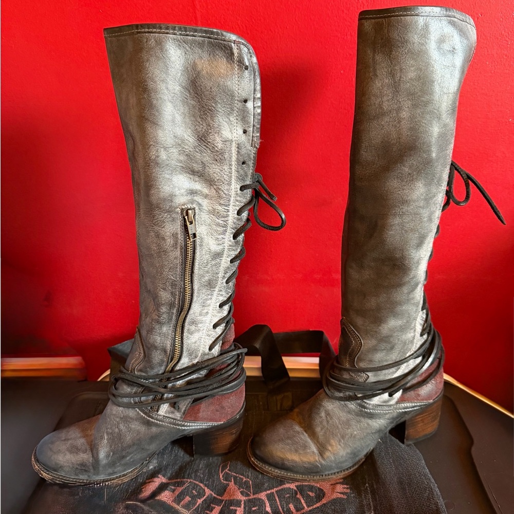 Freebird Over the Knee Charcoal Leather Boots